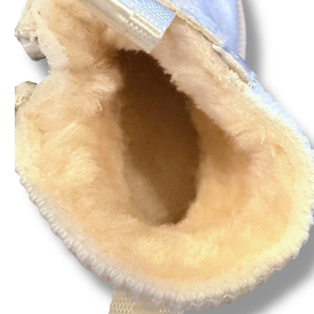 NIB Kids Girls Iridescent Glitter Winter Boots Side Zip Comfort Warm Sz 8